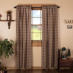 Rory Brown Creme Cotton 40 in. W x 84 in. L Light Filtering Curtain Double Panels
