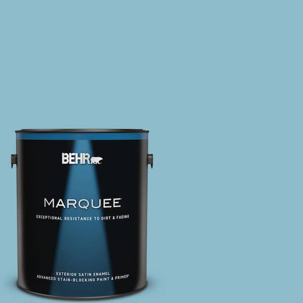 BEHR MARQUEE 1 gal. #S460-3 Blue Echo Satin Enamel Exterior Paint & Primer