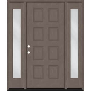 Regency 64 in. x 80 in. 8-Panel RHIS Ashwood Stain Mahogany Fiberglass Prehung Front Door w/Dbl 12in.Sidelites