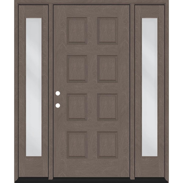 Steves & Sons Regency 74 in. x 96 in. 8-Panel RHIS Ashwood Stain Mahogany Fiberglass Prehung Front Door with Dbl 14 in. Sidelites