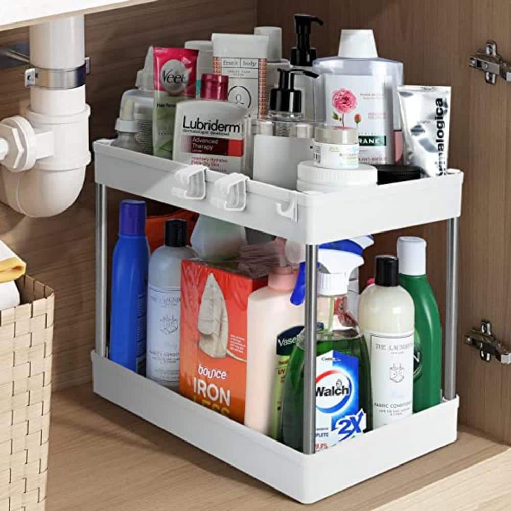 1pc 2-Tier Bathroom Organizer, Double-layer Multifunction Storage Rack,  Storage Shelf For Bathroom, Countertop Vanity Tray For Makeup, Cosmetic,  Skin