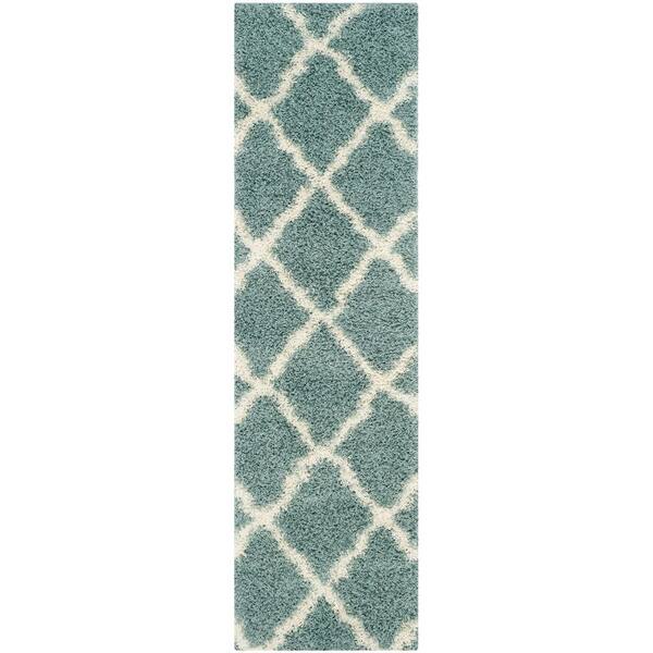 Sgd-Dallas Shag 2 x 14 Seafoam/Ivory Ogee Runner Rug