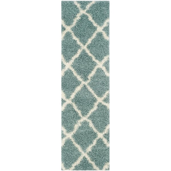Sgd-Dallas Shag 2 x 18 Seafoam/Ivory Ogee Runner Rug