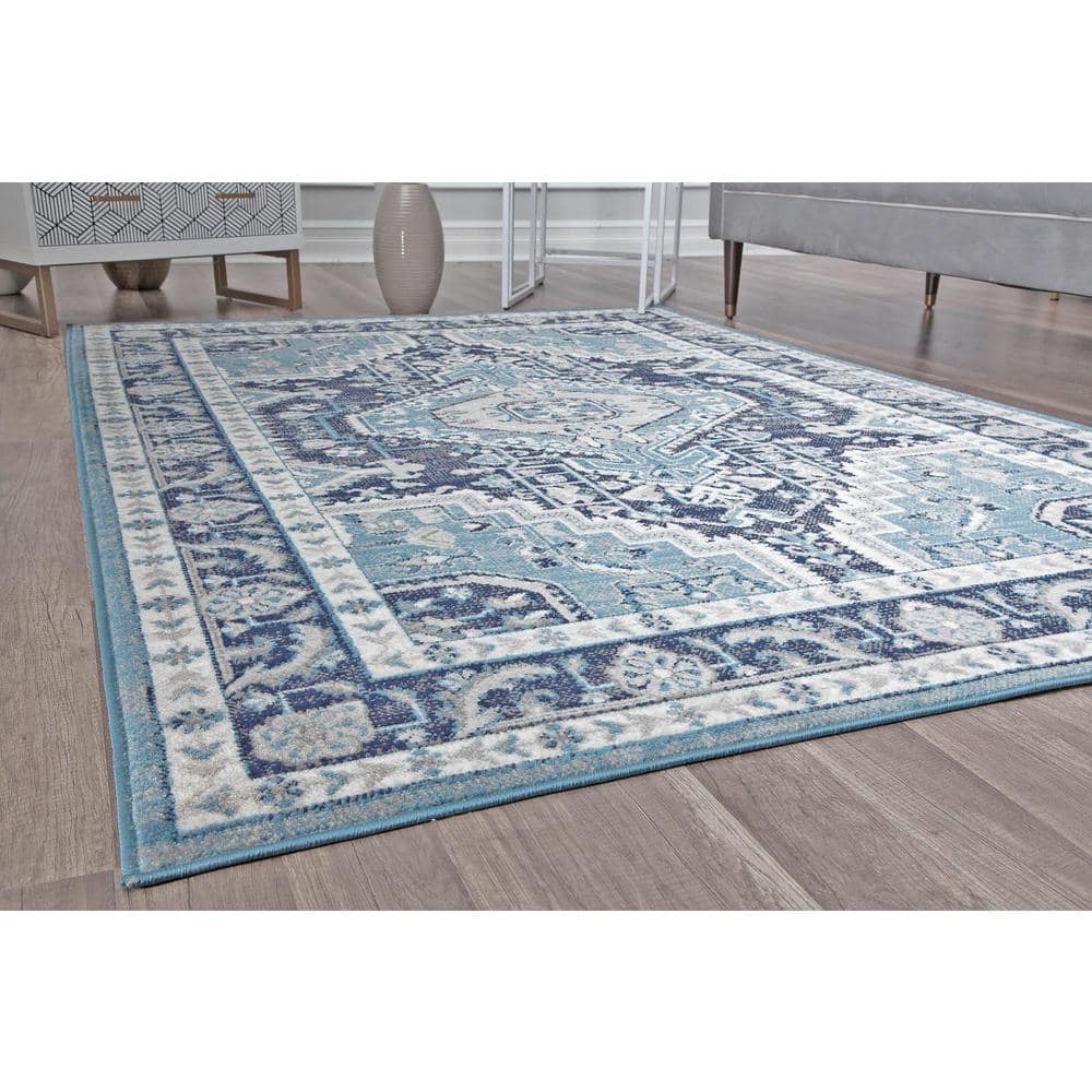Midnight Blue Rectangular Synthetic Stain-resistant 8' x 10' Area Rug