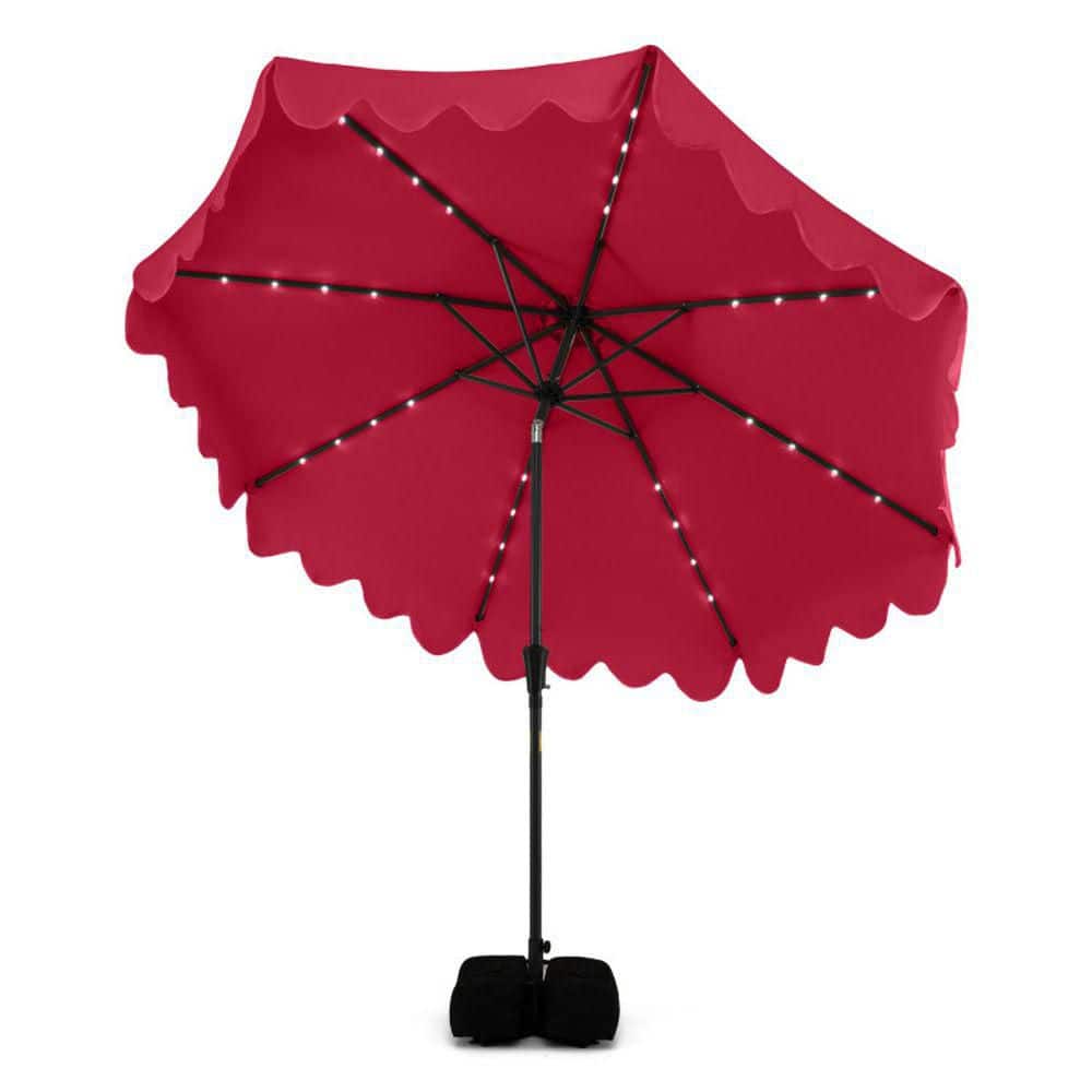 10 ft. Solar LED Market Patio Umbrella in Red with 32 Lights Weighted Base and Sandbags price history on PriceWatchPro