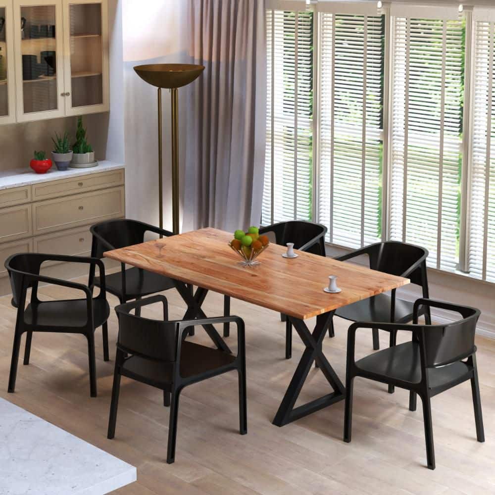 THE URBAN PORT Industrial 67 in. Natural Brown and Black Acacia