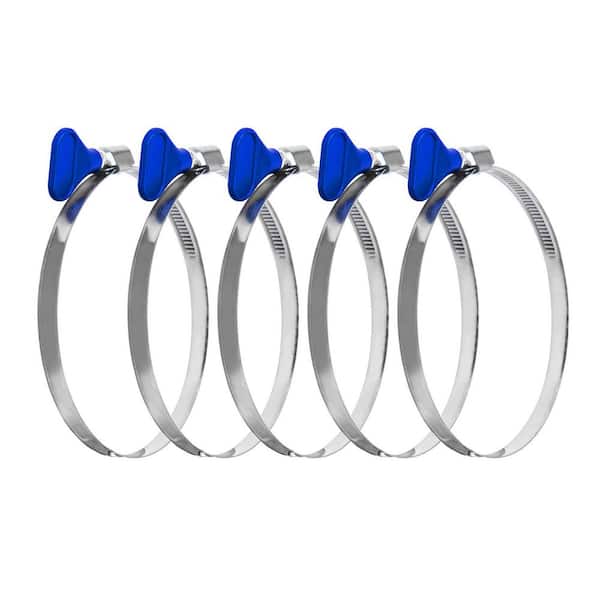 4 in. Stainless Steel Key Hose Clamp, Thumb Screw Dust Collector Hose Clamps (5-Pack)