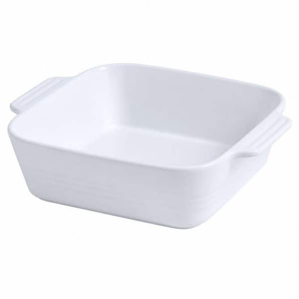 2 Qt. White Ceramic Casserole Dishes for Oven, Cake Pan with Handle for Brownie, Lasagna, Casserole, Square Baking Pan