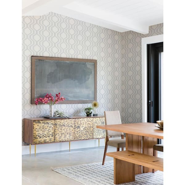 Burton Silver Modern Ogee Textured Non-pasted Paper Wallpaper