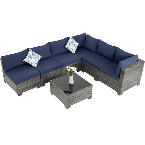 MiniEpic 7-Piece Wicker Outdoor Sectional Set Conversation Sets
