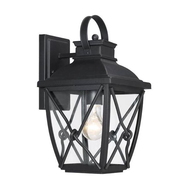 Designers Fountain - Belmont 15.25 in. Black 1-Light Outdoor Line Voltage Wall Sconce with No Bulb Included