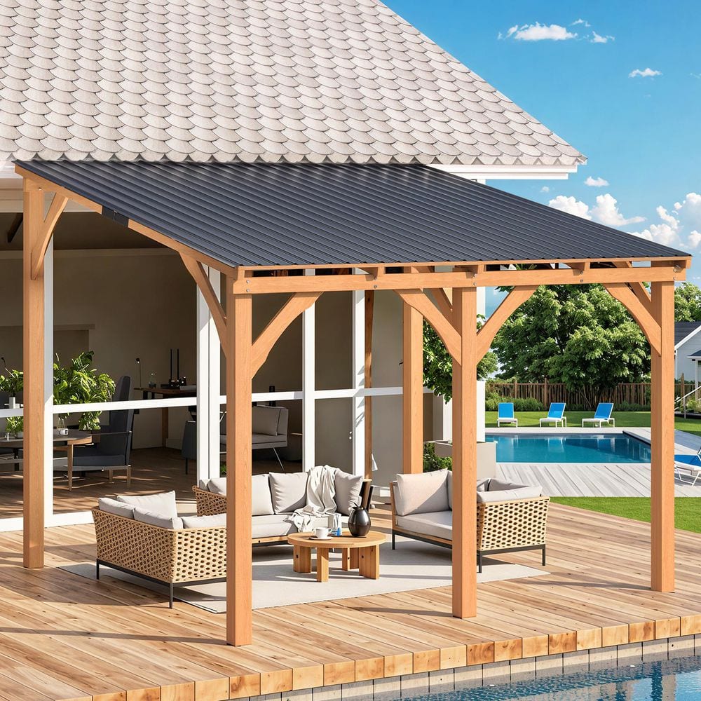AECOJOY 10 ft. x 10 ft. Outdoor Wood Gazebo for Patio, Outdoor