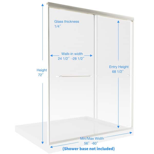 56-60 in. W x 72 in. H Sliding Framed Shower Door in Brushed Nickel with 1/4 in. (6 mm) Tempered Clear Glass