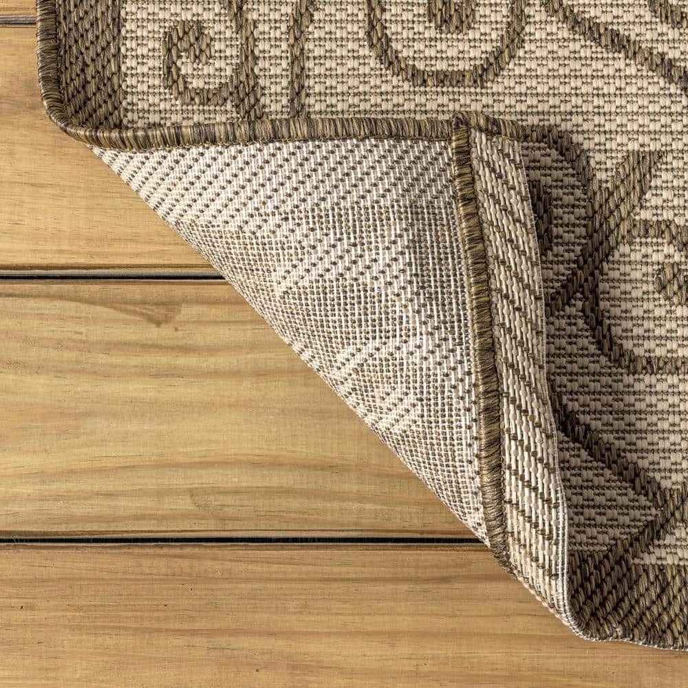 Madrid Beige and Brown Geometric Indoor/Outdoor Runner Rug