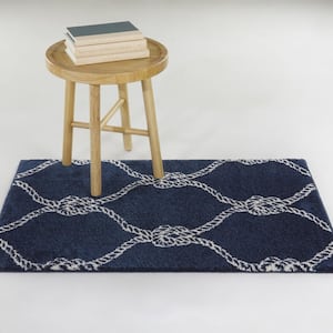 Fischer Navy 3 ft. x 7 ft. Trellis Runner Rug