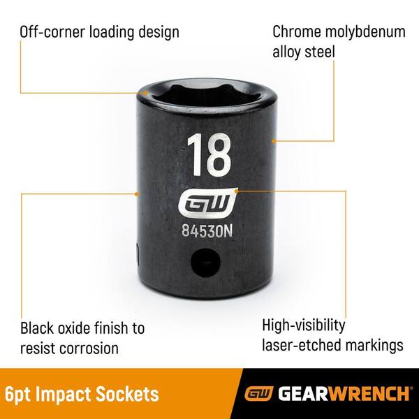 GEARWRENCH 1/2 in. Drive 6-Point Metric Deep Impact Socket Set (29