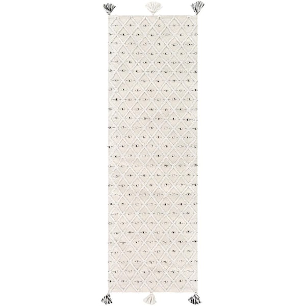 Rosalee Ivory Texture 3 ft. x 8 ft. Indoor/Outdoor Runner Area Rug