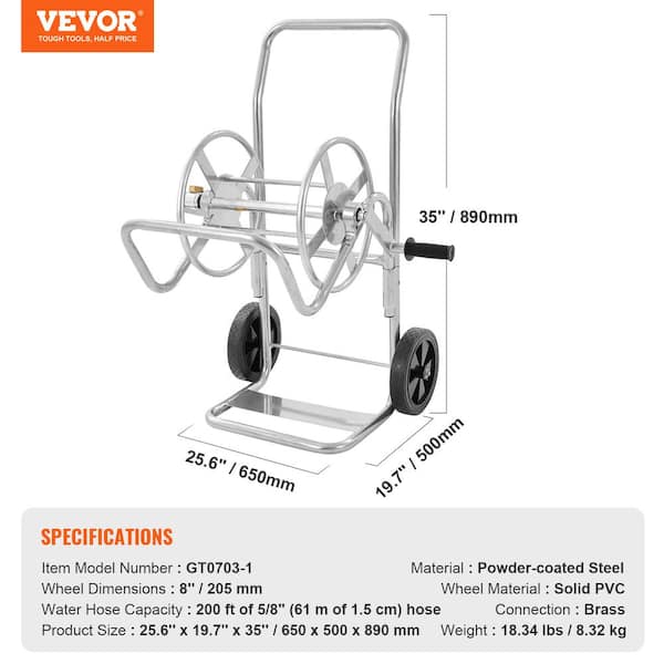 VEVOR Hose Reel Cart, Hold Up to 200 ft. of 5/8 in. Hose (Hose Not  Included) Garden Water Hose Carts Mobile Tools with Wheels  SGJPC2GG200FE39LAV0 - The Home Depot