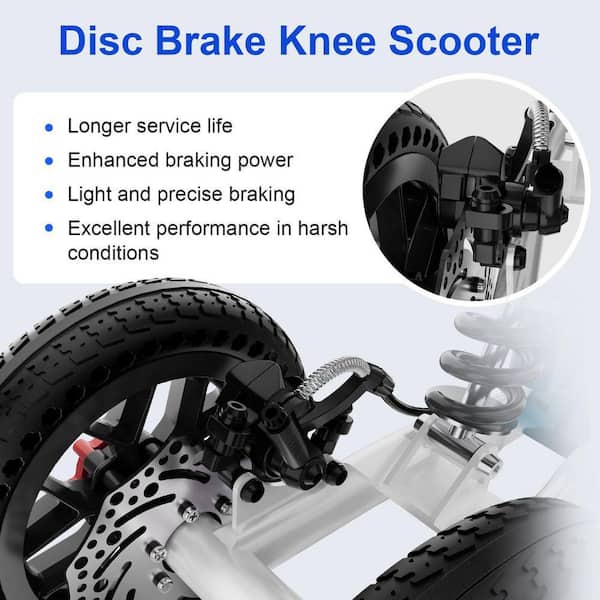 JFVKAF All Terrain Foldable Knee Scooter Walker with Disc Brake