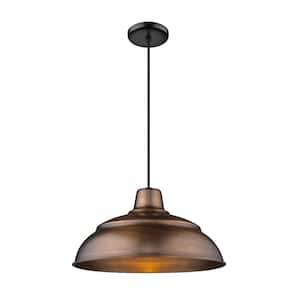 18 in. 1-Light Natural Copper Warehouse/Cord Hung