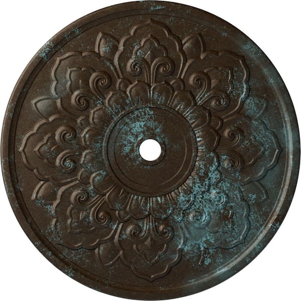 Ekena Millwork 1-3/4" x 50-1/8" x 50-1/8" Polyurethane Lorry Ceiling Medallion, Bronze Blue Patina