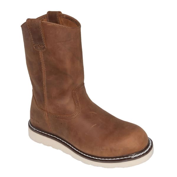 AdTec Men's 8 in. Side Zipper Wellington Work Boots - Plain Toe - Brown - Size 11(M)