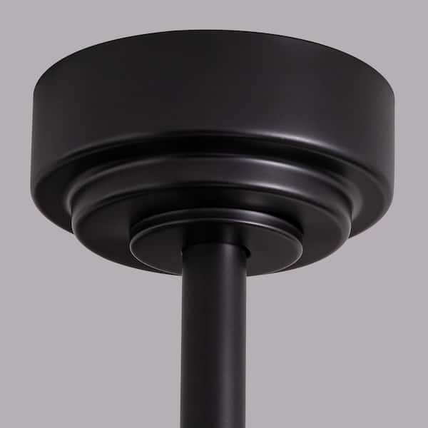 46 in. Indoor Black Downrod Mount Ceiling Fan with Integrated LED with Remote Control Included