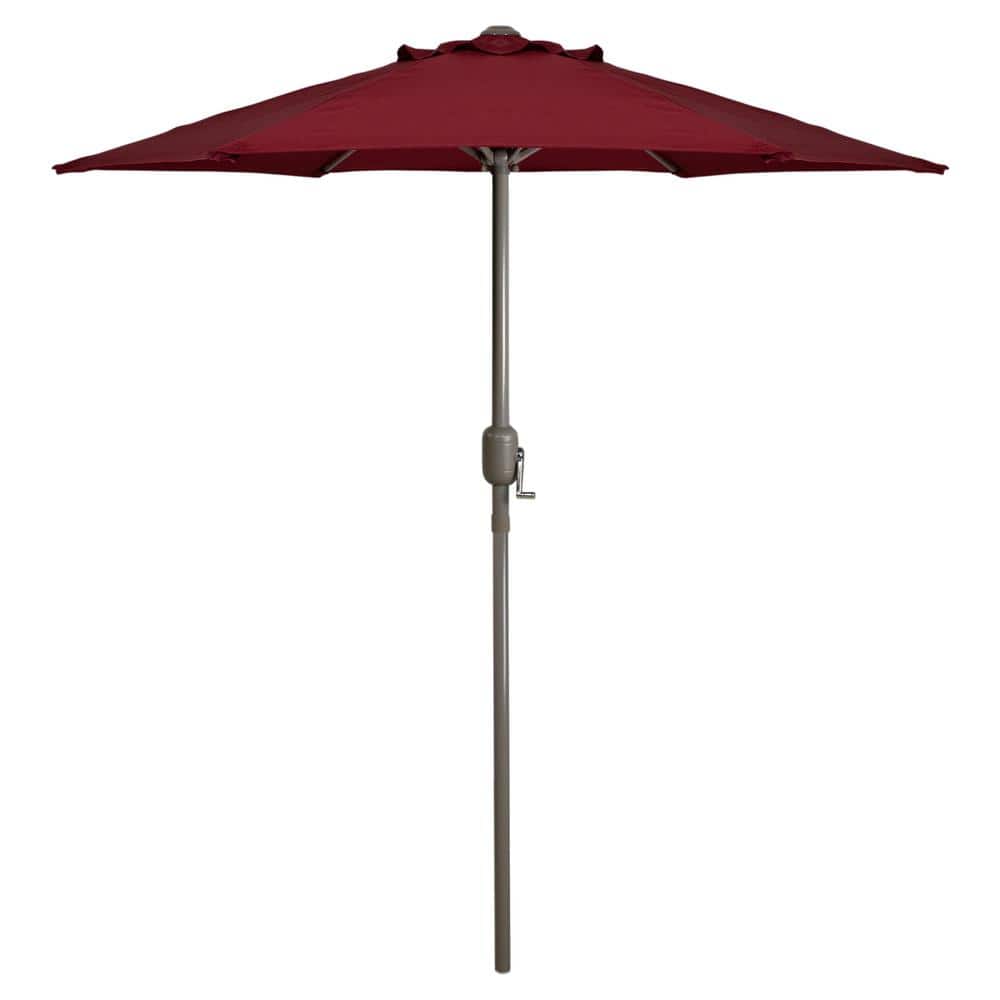 Burgundy 7.5 ft Hexagon Outdoor Patio Market Umbrella with Hand Crank