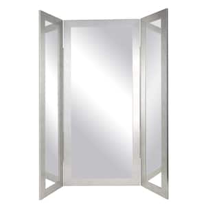 BrandtWorks Modern Silver Tri Fold Dressing Mirror (71 in. H x 64 in. W ...