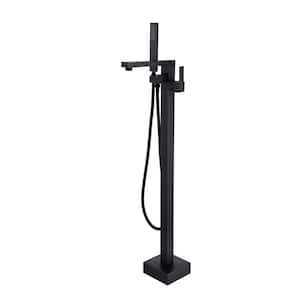 Single-Handle Freestanding Bathtub Faucet with Hand Shower Head in Matte Black