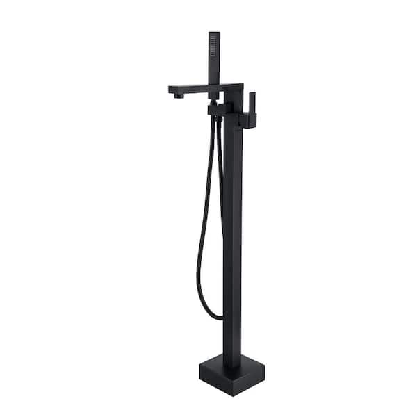 Maincraft Single-Handle Freestanding Bathtub Faucet with Hand Shower Head in Matte Black