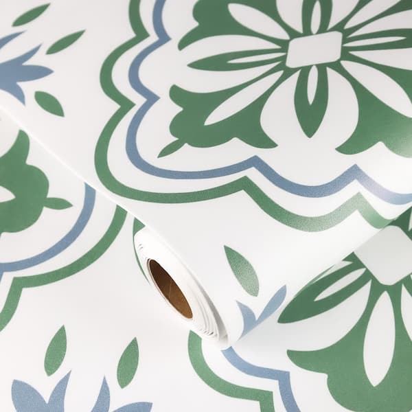 Jeedeson 12 in. x 120 in. Vinyl Peel and Stick Backsplash, Wall Tile Roll for Kitchen and Bathroom, Green (10-Pack/Roll)