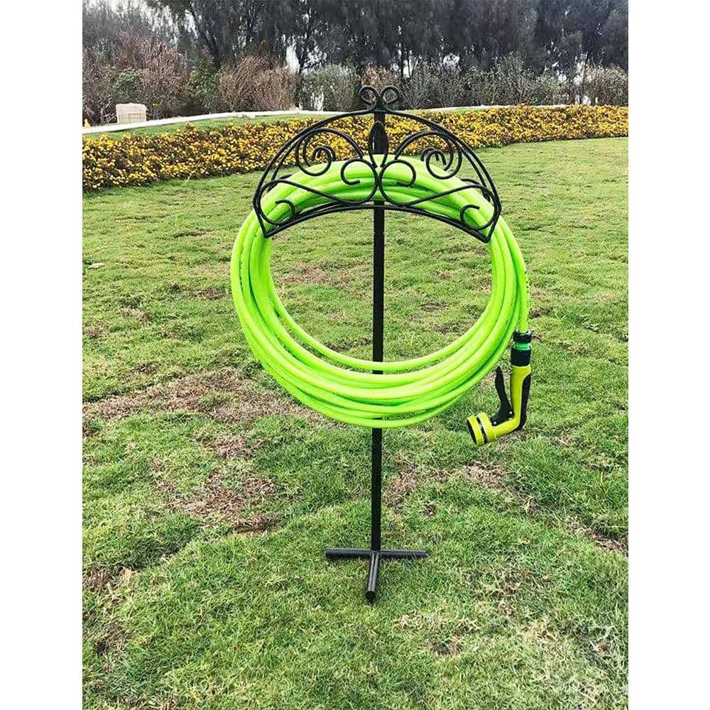 Black Heavy-Duty Metal Garden Hose Holder Stand