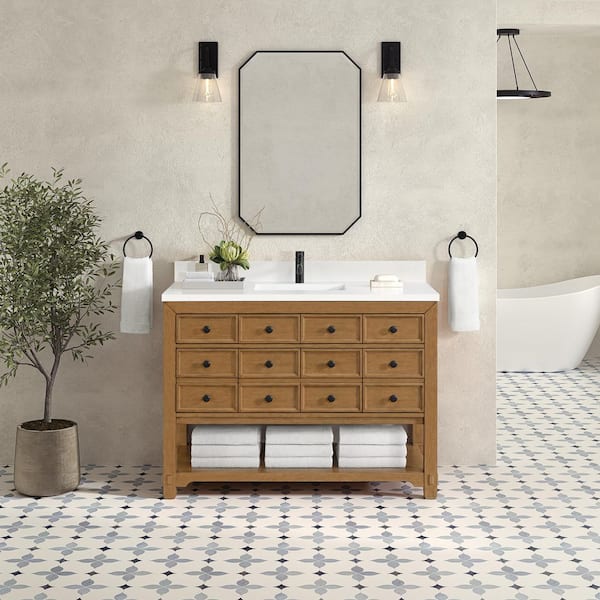 James Martin Vanities Malibu 48.0 in. W x 23.5 in. D x 34.8 in. H Single Bath Vanity Cabinet Without Top in Amber Birch