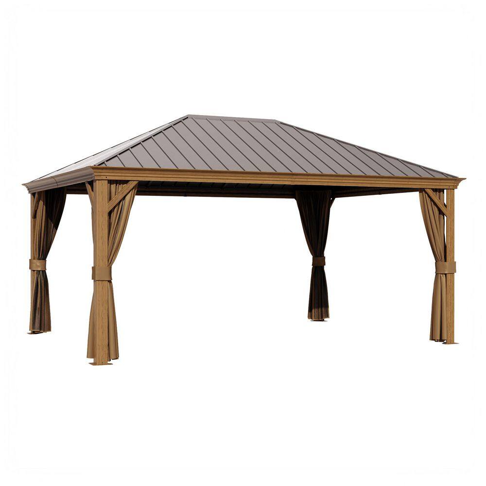 12 ft. x 16 ft. Wood-Like Aluminum Outdoor Gazebo with Galvanized Steel Roof, Mosquito Netting and Curtains price history on PriceWatchPro