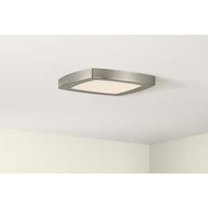Square 12 in. Brushed Nickel Selectable LED Flush Mount (2-Pack)