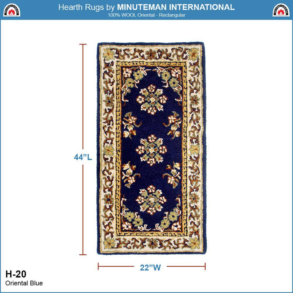 Blue Oriental Wool Rectangular Hearth Rug