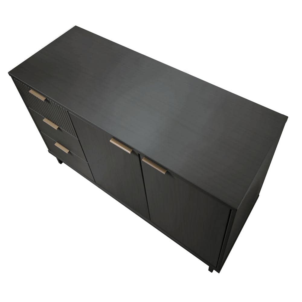 Granville Dark Gray Modern 3-Drawer Buffet Sideboard