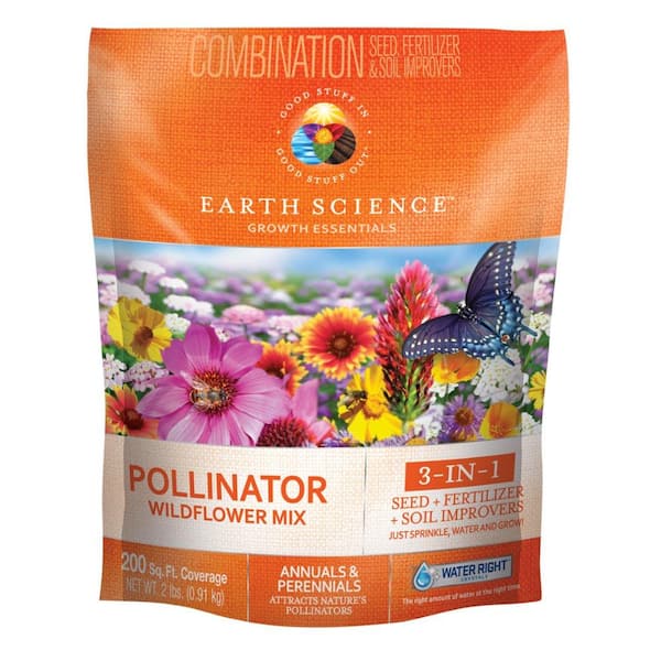 EARTH SCIENCE 2 lbs. Pollinator All-In-One Wildflower Mix with Seed, Plant Food and Soil Conditioners