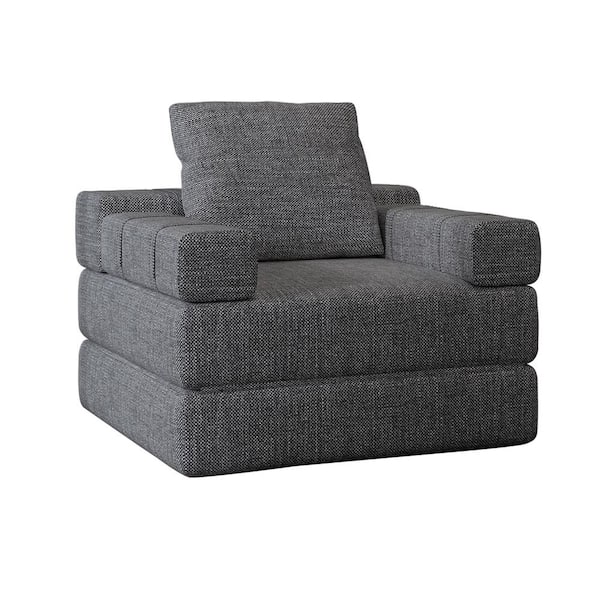 Unbranded Dark Grey Linen Metal Outdoor Sofa Couch with Cushions, Converts to Single Sofa Bed for Living Room, Guest Room
