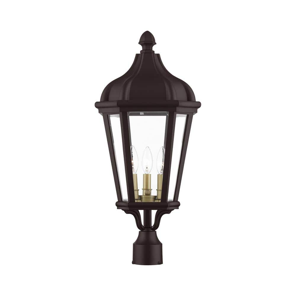 Morgan 3 Light Bronze Outdoor Post Top Lantern