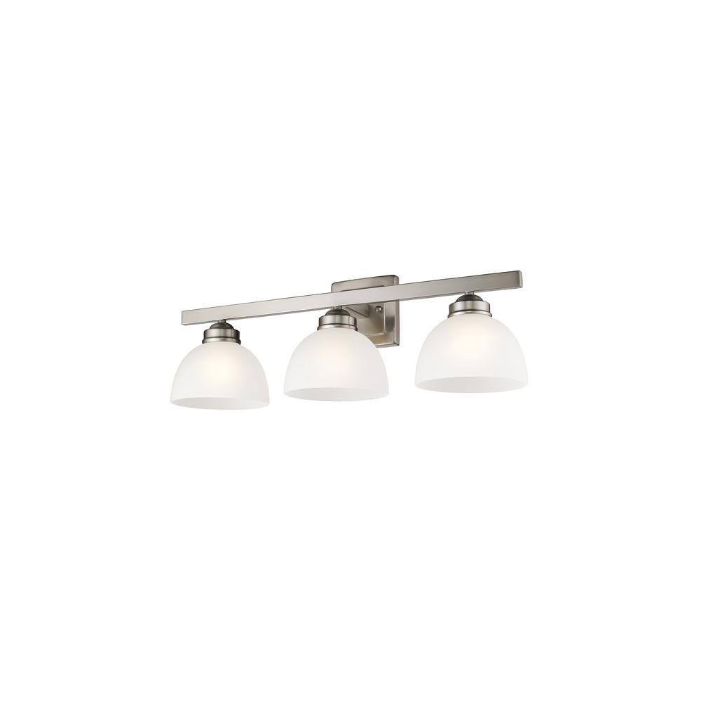 Somerset Brushed Nickel 3-Light Bath Vanity with Satin Glass