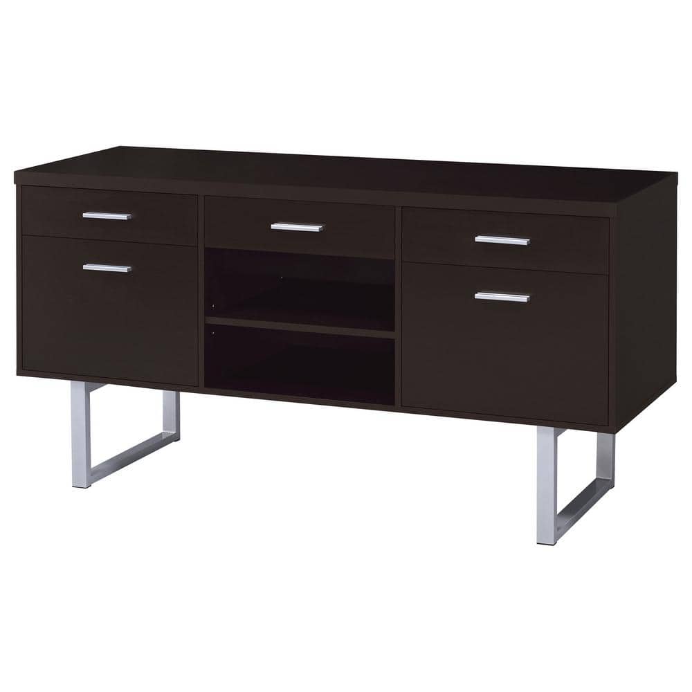 Contemporary 60'' Brown Home Office Desk with Filing Cabinet