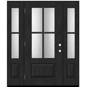 Regency 68 in. x 80 in. 3/4Lite 4SDL Oasis Deco Glass RHOS Prefinish Onyx Fiberglass Prehung Front Door w/2_ 14inSL