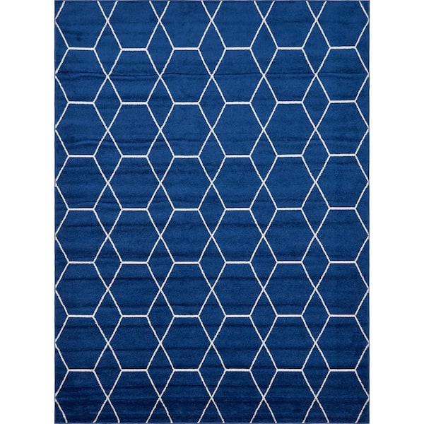 StyleWell Trellis Frieze Navy/Ivory Blue 9 ft. x 12 ft. Geometric Area Rug