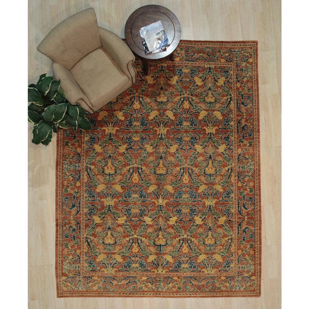 Red and Beige Handwoven Wool 10' x 14' Spanish Style Rug