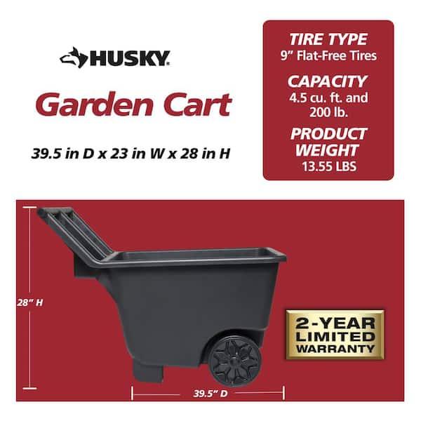 4.5 cu. ft. Heavy Duty Plastic Rust Resistant Garden Cart