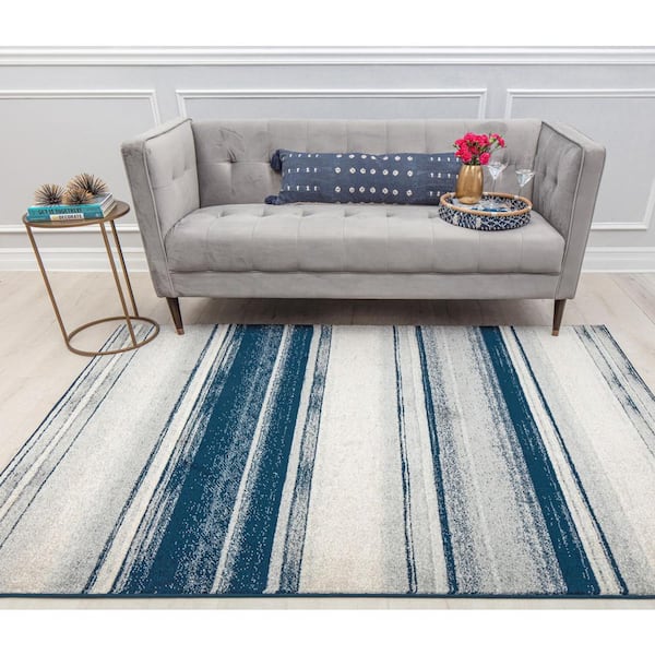 Callum Blue Ribbon 2'6"x8' Contemporary Beige Area Rug
