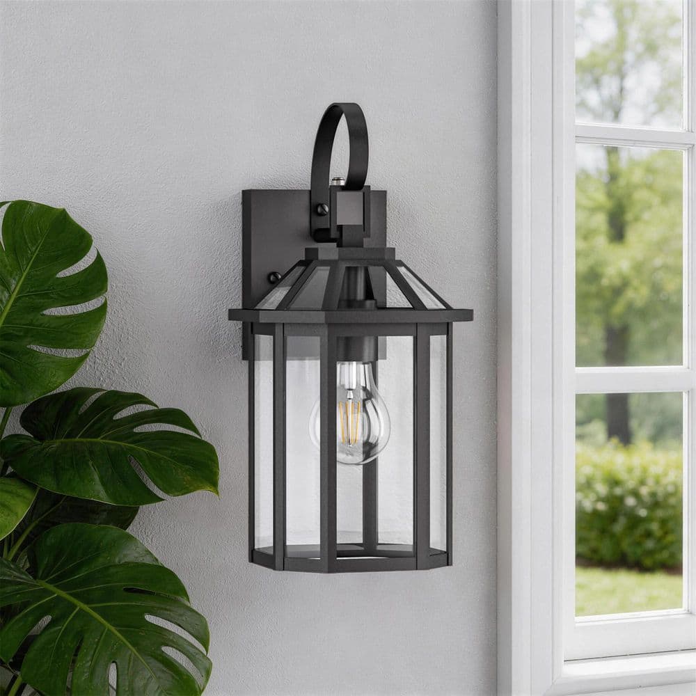 Maxax 13.5 in. 1-Light Black Modern Dusk To Dawn Hardwired Outdoor