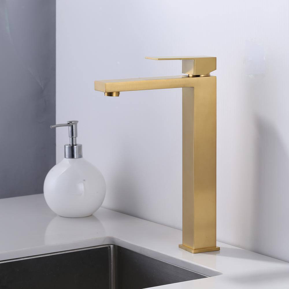 Brushed Gold Stainless Steel Single Handle High Arc Faucet
